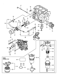 Yanmar 3tnv82a-Bdcb Lubrication Oil System Diagram and Parts List for S7232-D 53AY8DU8050-312HP Cub Cadet Lawn Tractor